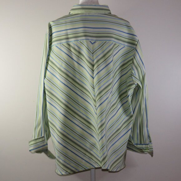 DCC Green Striped 3/4-Sleeve Button-Up Easy-Care Stretch Shirt Size 2X (C1531) - Picture 5 of 6